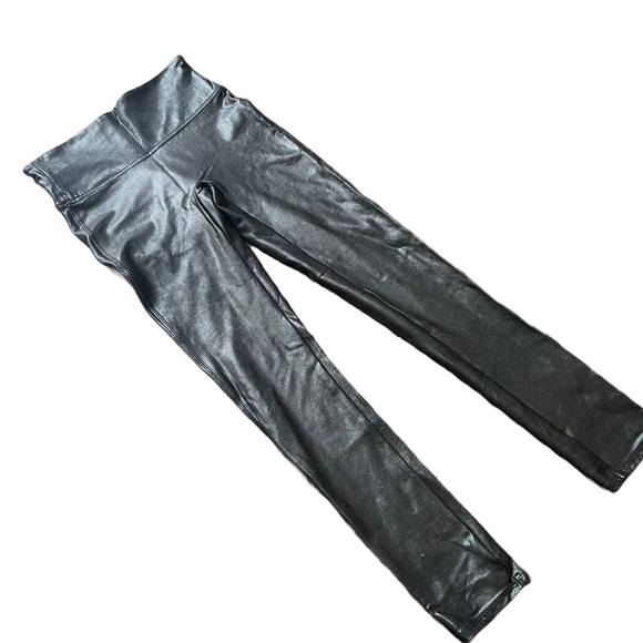 SPANX BLACK FAUX LEATHER HIGH WAISTED FULL LENGTH LEGGING SIZE SMALL - Picture 6 of 10